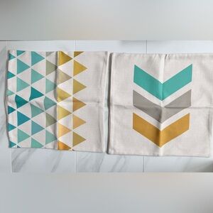 2 Geometric Throw Pillow Covers 17x17 Dorm Ready